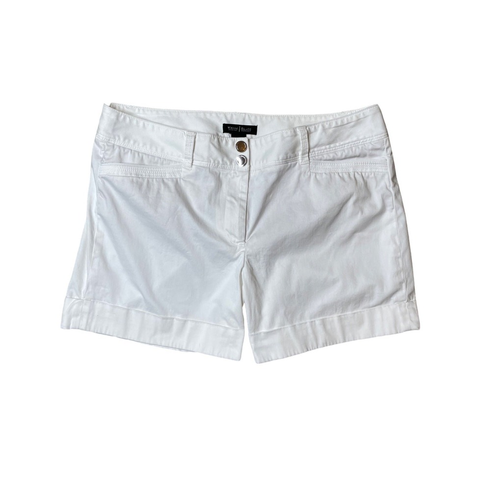White House Black Market Women's Mid Rise Shorts Cuffed White Size 12